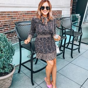 Tie neck leopard print hem dress 🖤